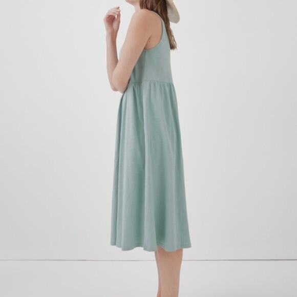 PACT Relaxed Slub Henley Tank Dress Sky Blue Large L - Picture 3 of 12